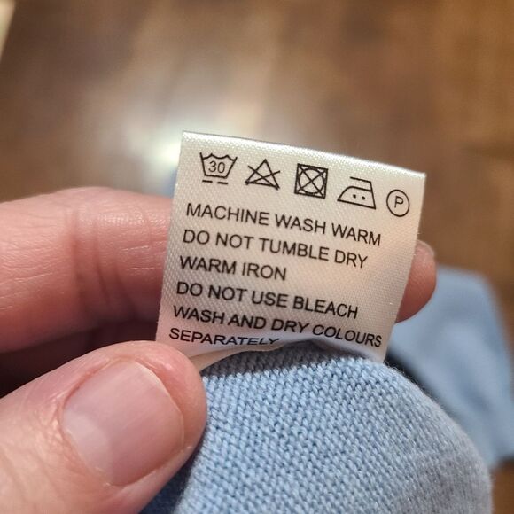 Castle of Ireland Zip front sweater. Baby blue. SZ 12 - Picture 8 of 8